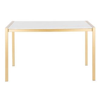 Derik 47'' Dining Table Top Color: White, Base Color: Gold