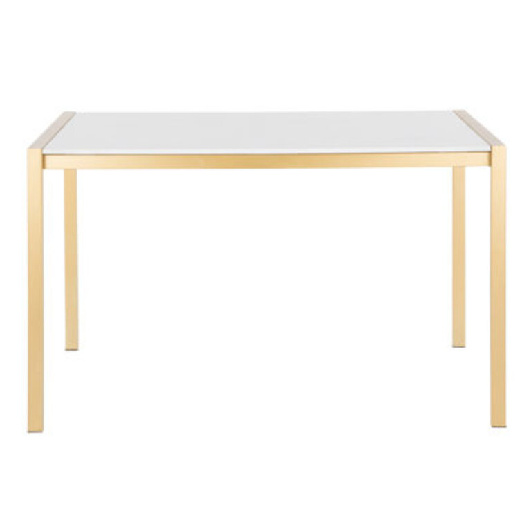 Derik 47'' Dining Table Top Color: White, Base Color: Gold