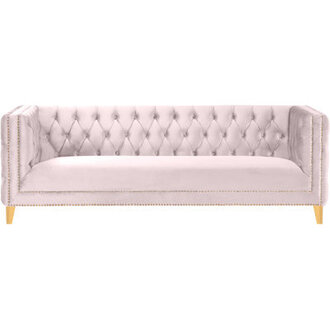 Sickels 90" Velvet Tuxedo Arm Sofa Fabric: Pink