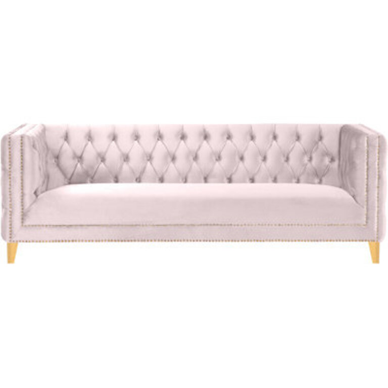 Sickels 90" Velvet Tuxedo Arm Sofa Fabric: Pink