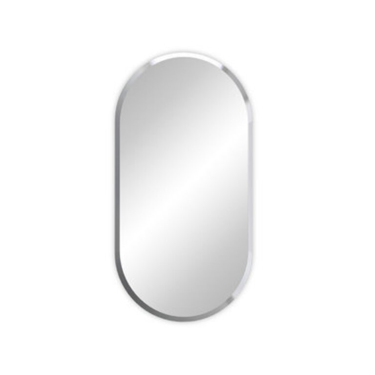 Long Oval Wall Hanging Glass Mirror With Beveled Edge Vanity Mirror For Bathroom Size: 39.3"H x 20"W