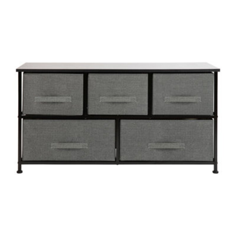 Huey 5 Drawer 39.37" W Double Dresser Color (Base/Top): Black/Dark Gray