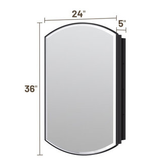 Arch Metal Framed Storage Medicine Cabinet With Beveled Mirror Finish: Black, Size: 36" H x 24" W x 5" D