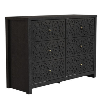 Lukasik 45.4" 6 Drawer Dresser Color: Black/Sturdy