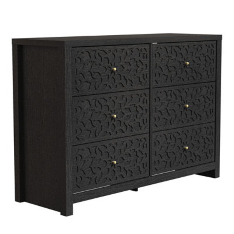 Lukasik 45.4" 6 Drawer Dresser Color: Black/Sturdy