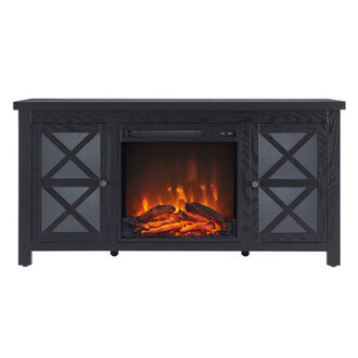 Colton TV Stand for TVs up to 55" with Electric Fireplace Included Color: Black