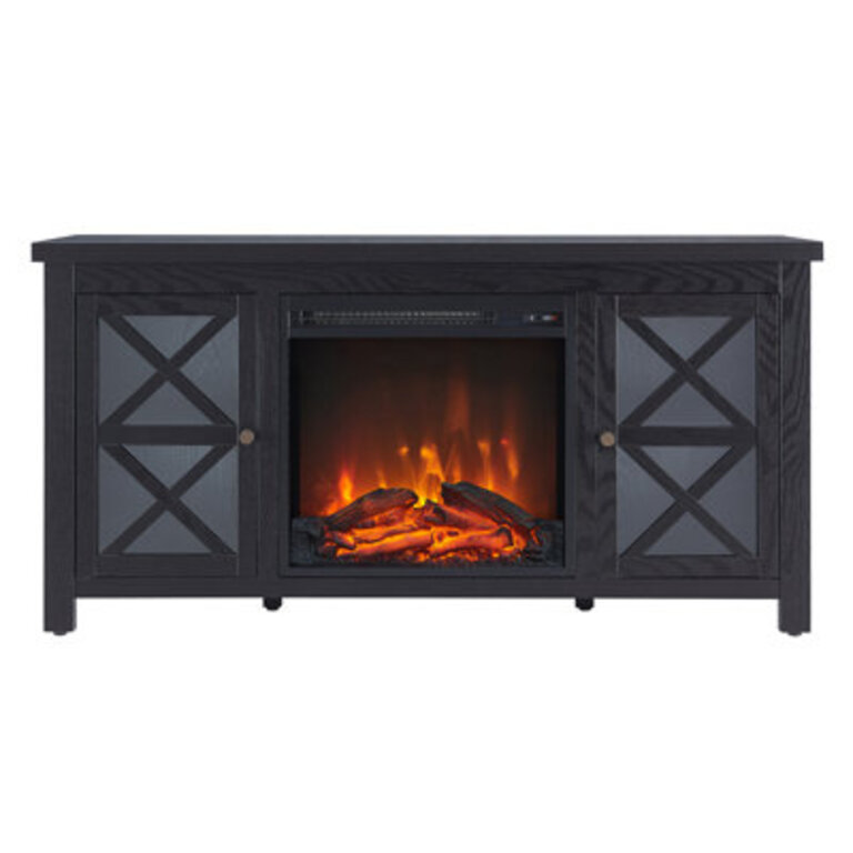 Colton TV Stand for TVs up to 55" with Electric Fireplace Included Color: Black