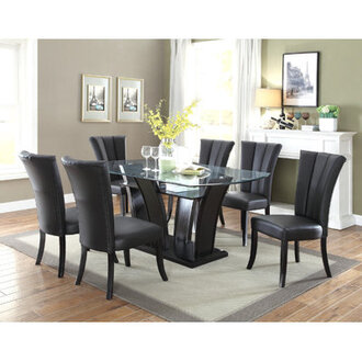 6 - Person Glass Top Pedestal Dining Set