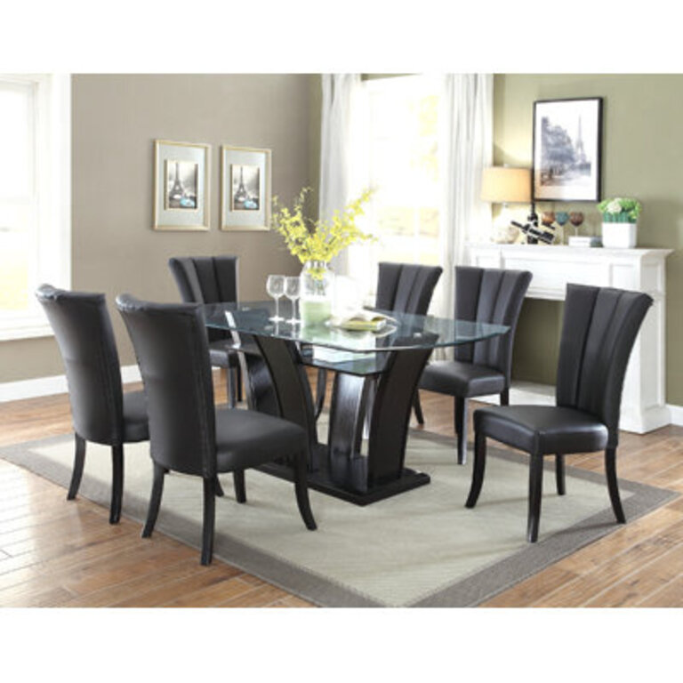 6 - Person Glass Top Pedestal Dining Set