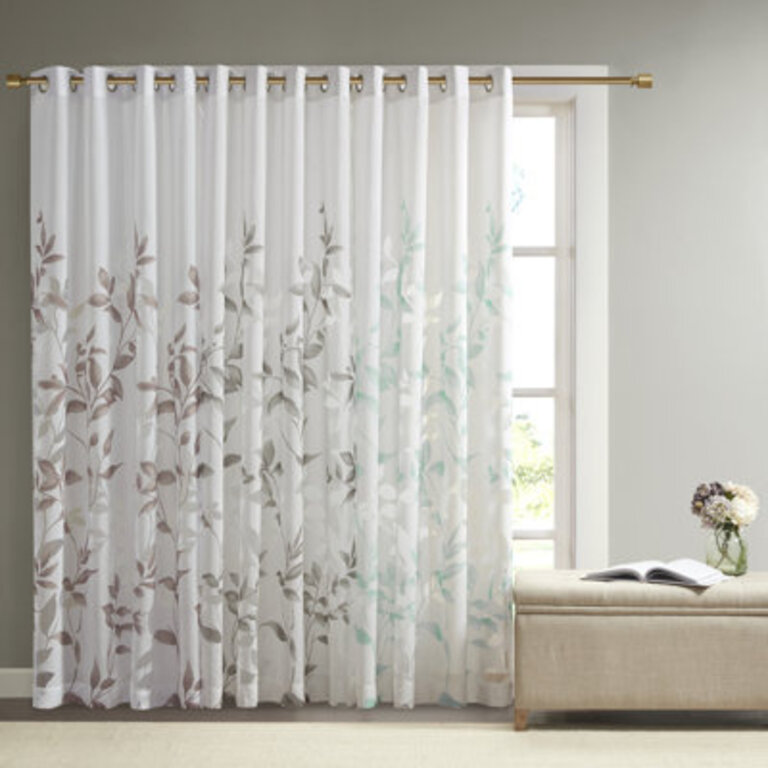 Cecily Floral Printed Burnout Sheer Grommet Single Curtain Panel