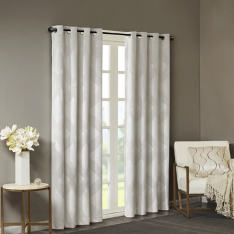Bentley Ogee Knitted Jacquard Geometric Total Blackout Single Curtain Panel