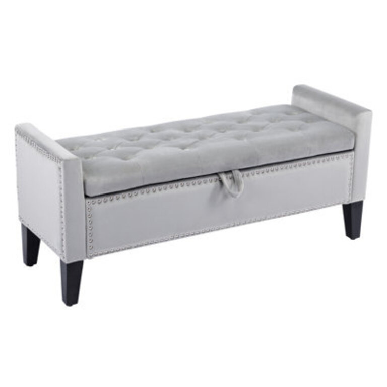 Jeani 46 Wide Velvet Tufted Rectangle Storage Ottoman