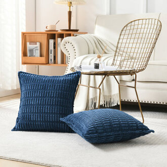 Boucle Ottoman Decorative Pillow Covers Farmhouse Boho Corduroy Cushion Cover
