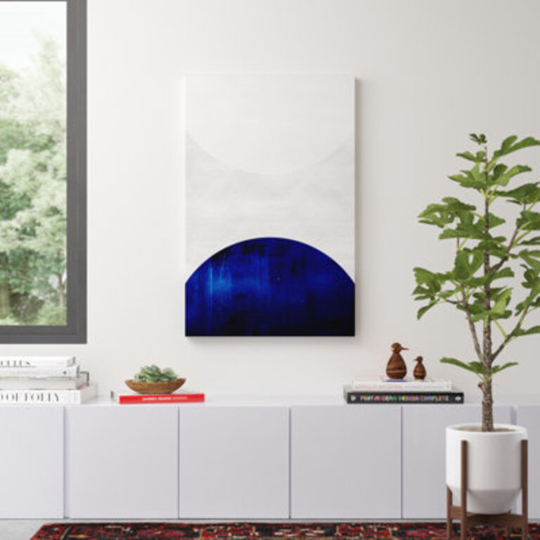 White and Cobalt by LEEMO - Wrapped Canvas Graphic Art Print Size: 60" H x 40" W x 1.5" D