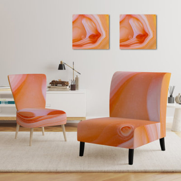 Mineral Orange Agate - Mid-Century Upholstered Slipper Chair