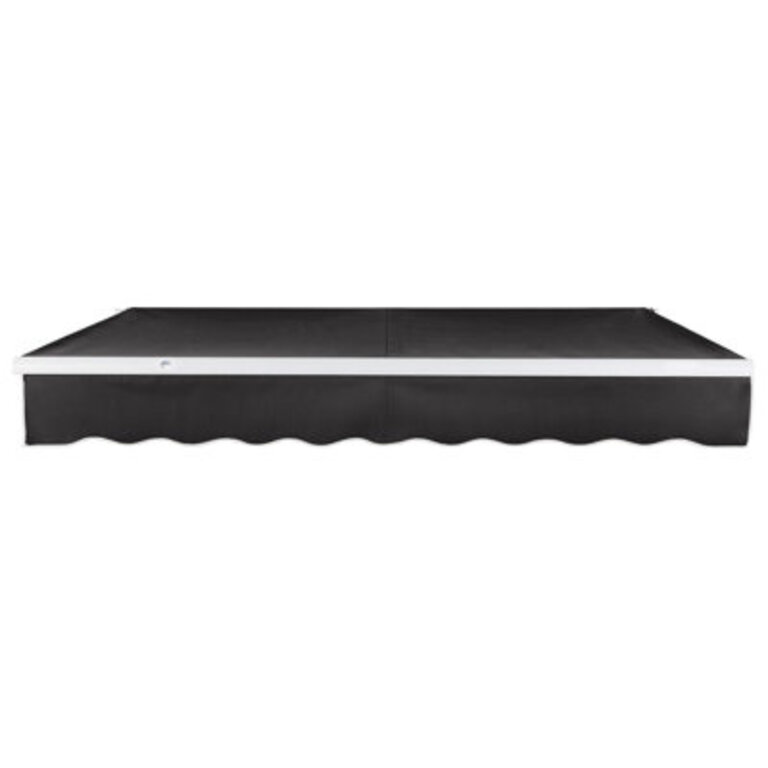 LX-Maui Awntech Patio Retractable Awning Size: 8.5" H x 144" W x 120" D, Color: Forest / White, Motor Orientation: Right Side