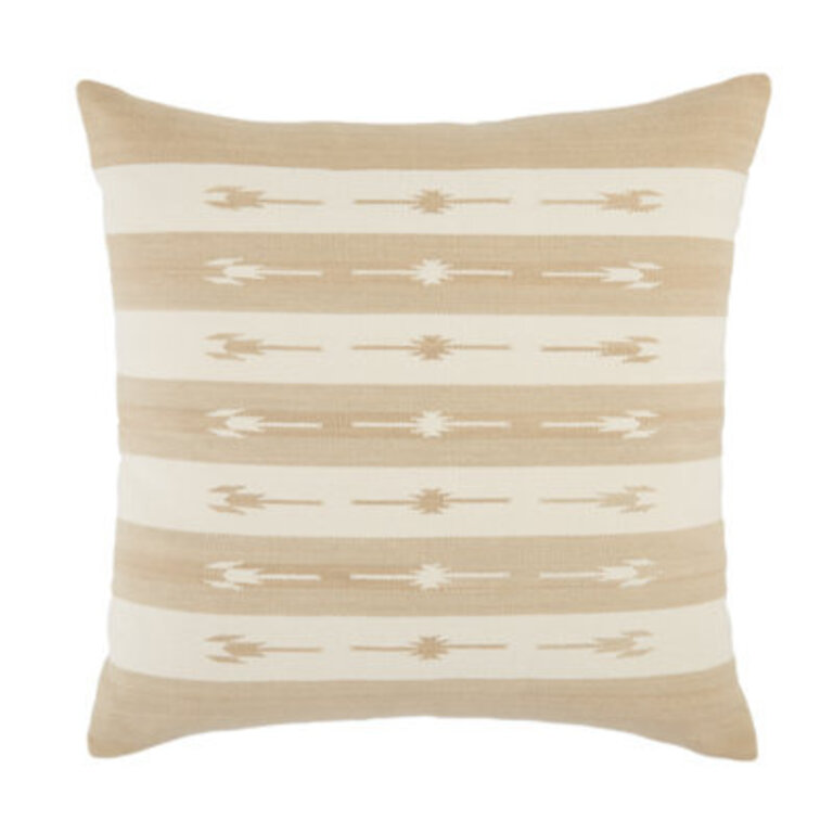 Estela 100% Cotton Throw Square Pillow Color: Taupe, Fill Material: Down