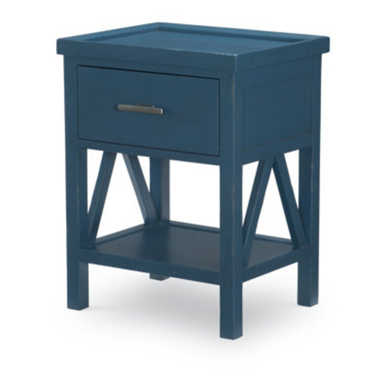 Aenwood 1 Drawer Solid Wood Nightstand Color: Denim Blue