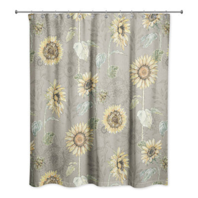 Floral Single Shower Curtain Color: Brown