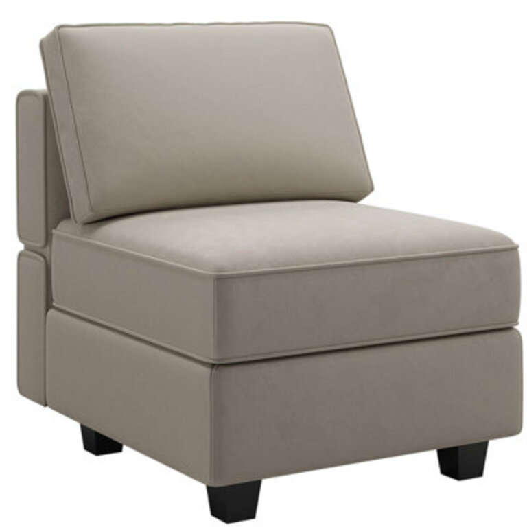Nairoby 26.4'' Wide Upholstered Armless Chair with Pillow Back, Storage Single Chair Module Part For Sectional Sofa Fabric: Gray Velvet