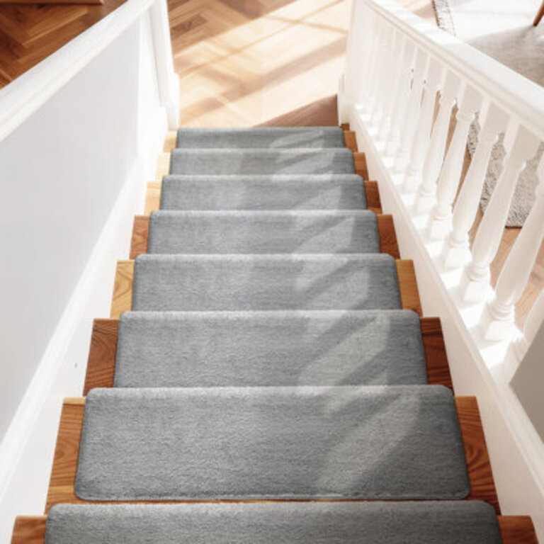 Scarlettrose Plush Bullnose Non-Slip Indoor Stair Tread（Set of 14） Color: Gray