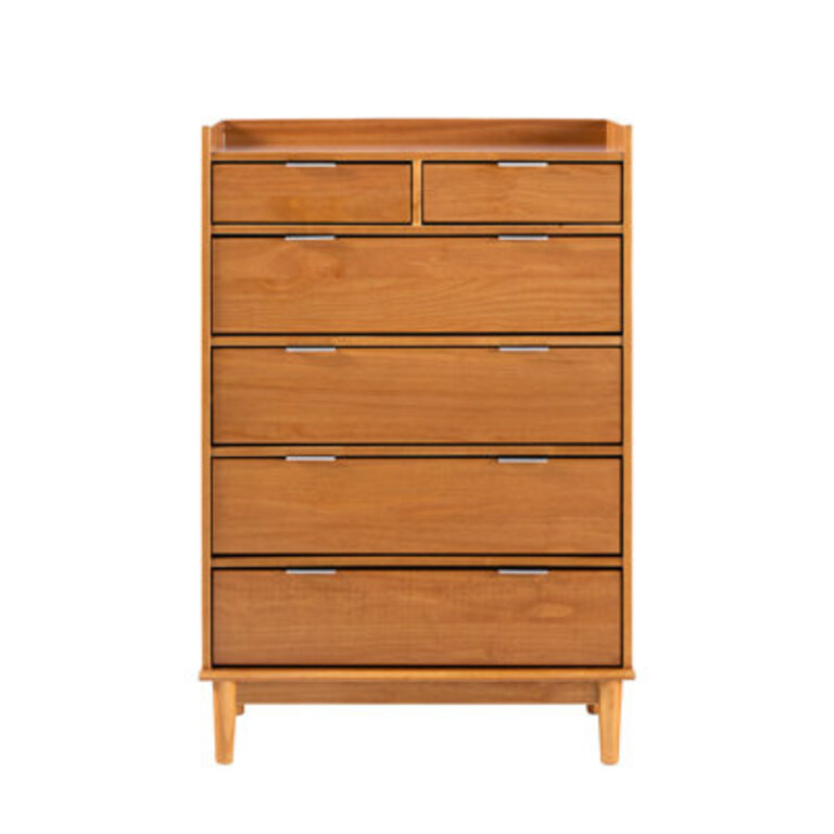 Gheorghe 6 Drawer 30" W Solid Wood Chest Color: Caramel