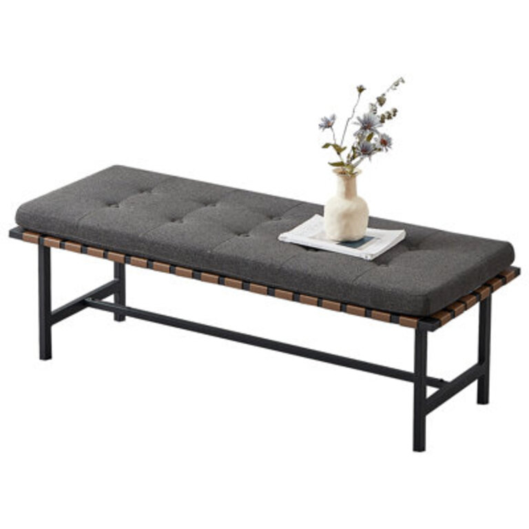 Armita Leather Weave Bench