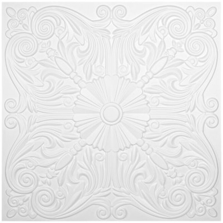 Art3d 24 x 24  PVC Glue up Ceiling Tiles Waterproof Spanish Floral Drop in Ceiling Tile Pack of 12