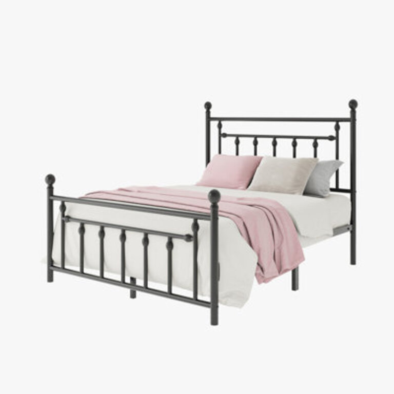 Edsall Metal Bed with Headboard and Footboard No Boxspring Needed