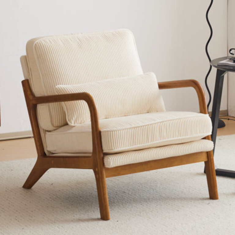 Lemley Mid Century Solid Wood Accent Chair