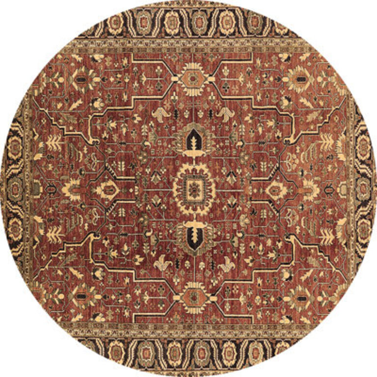 Oriental Machine Woven Area Rug in Brown/Black Rug Size: Round 7'