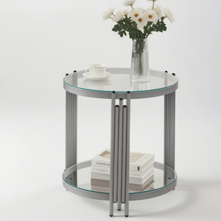 Breannon Glass Top End Table For Living Room Bedroom or Office
