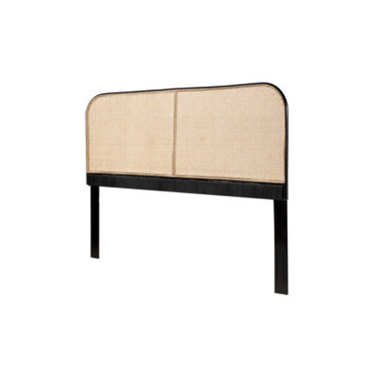 Ratzlaff Birdseye Cane and Solid Mahogany Wood Panel Headboard