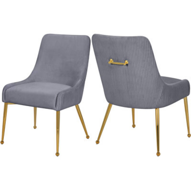 Joele Velvet Steel Side Chair Upholstery Color: Gray, Leg Color: (Set of 2)