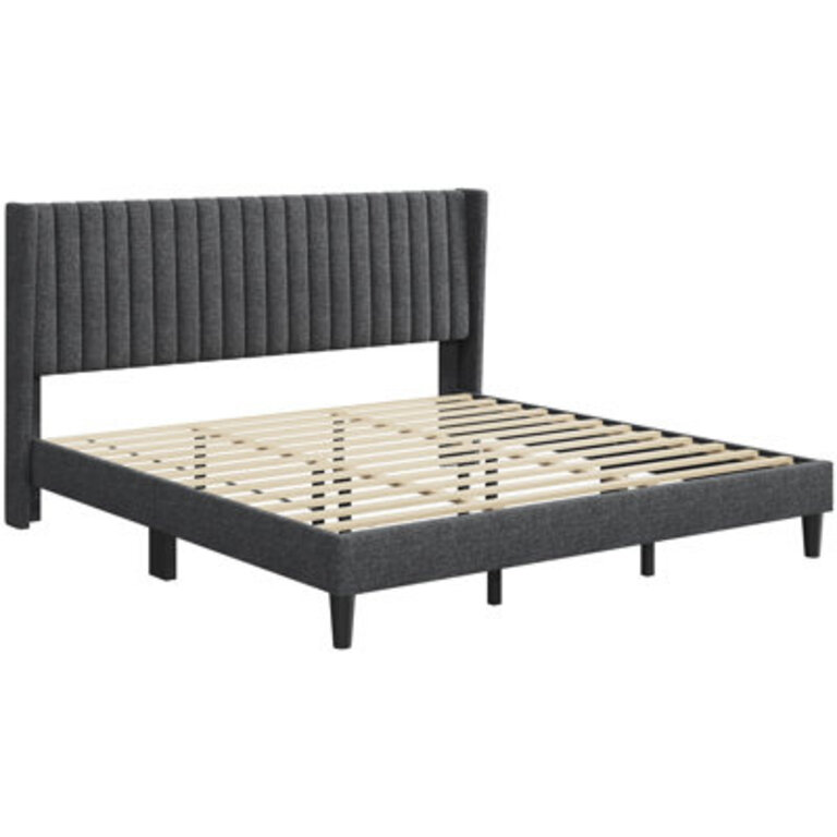 Upholstered Bed Frame with Wing Side