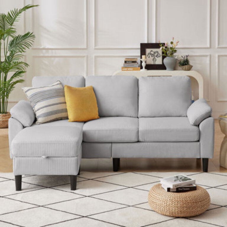 Darlyene Corduroy  7932 Wide Reversible Sofa  Chaise with Ottoman