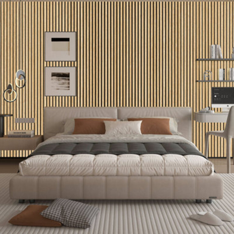 4Pcs 945 L x 79 W Acoustic Wood Wall Paneling3D Decorative Soundproof Slat Panels for Wall and Ceiling2073 sqftCase