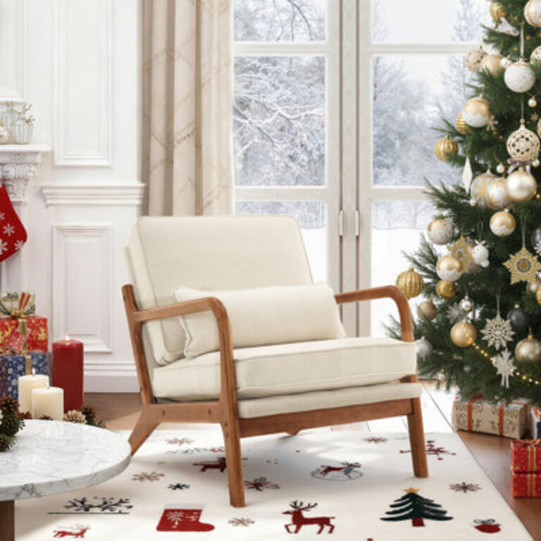 Lemley Mid Century Solid Wood Accent Chair