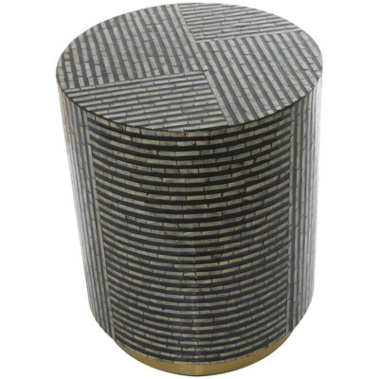 Mother of Pearl Shell Side End Accent Table with Gold Base