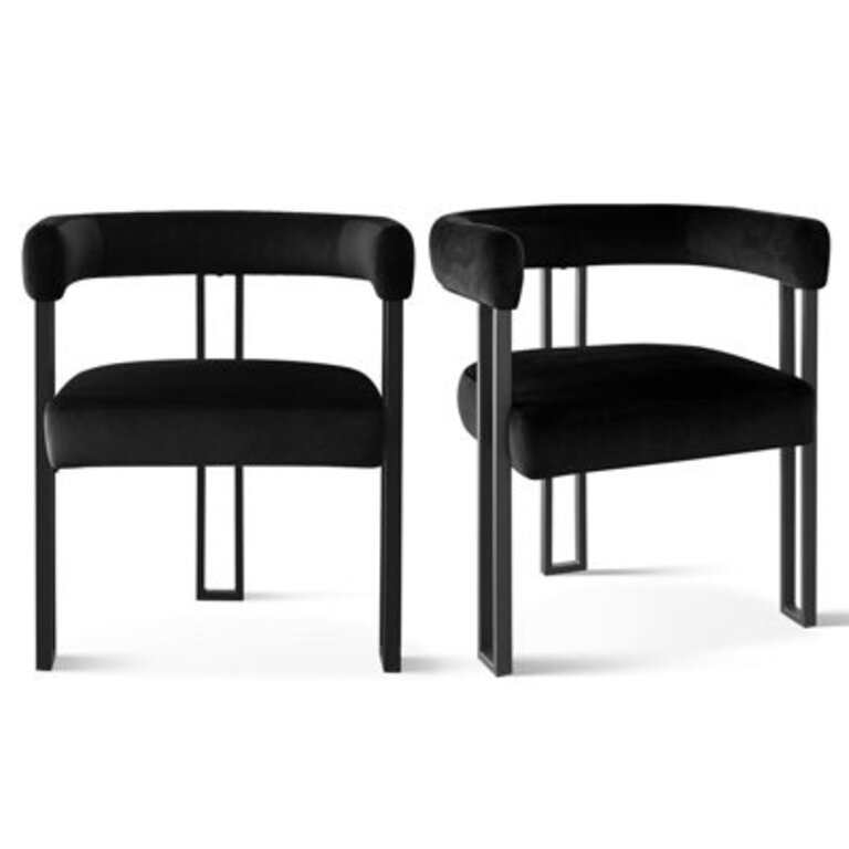 Hikeem 18 H Velvet Upholstered Kitchen Dining Armchair Set of 2