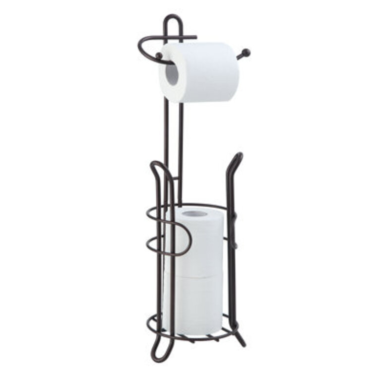 Bathroom Toilet Tissue Paper Roll Storage Holder Stand with Reserve Area for Mega Rolls