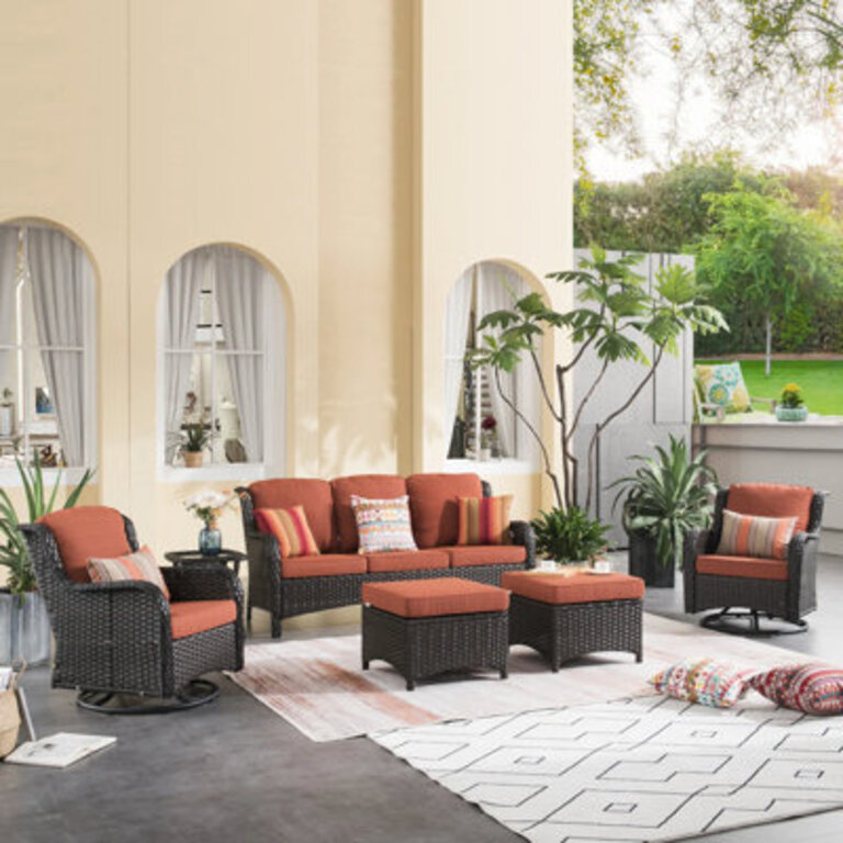 Cracraft Patio Furniture Set with Swivel Rocking Glider Chairs for Patio Deck Backyard and Front Porch