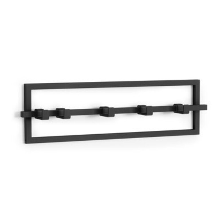 Umbra Cubiko Wall-Mounted Steel Coat Rack with 5 Adjustable Hooks Black