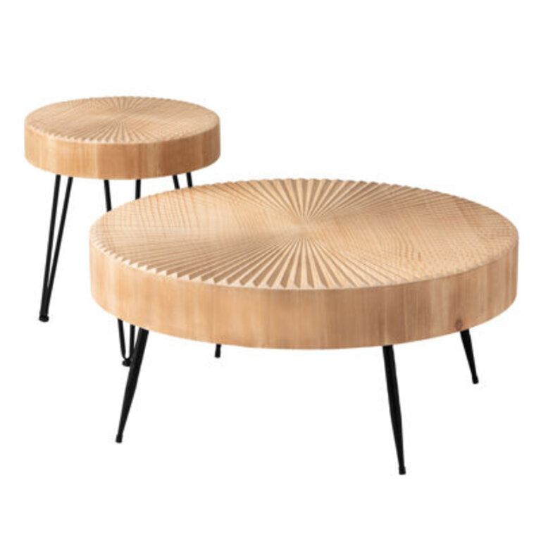 Aburto 2-Piece Modern Farmhouse Living Room Coffee Table Set Nesting Table Round