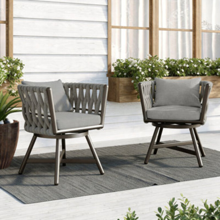 Arlend Swivel Patio Dining Armchair with Cushion