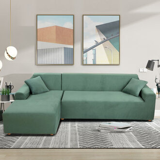 Thick Velvet L-Shaped Sofa Cover - Sectional Sofa Cover With 2 Throw Pillow Covers