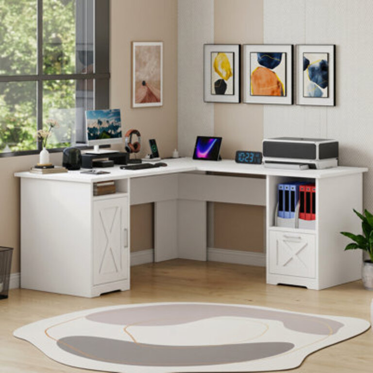 L-Shaped Executive Desk With Power Outlet
