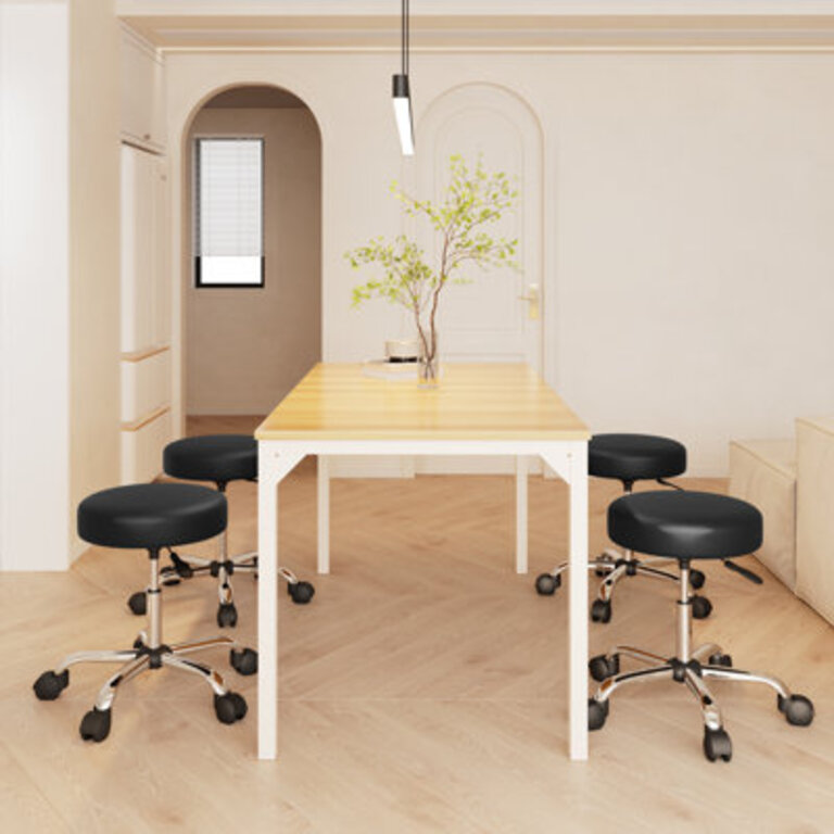 Mercato PU Leather Upholstered Height-Adjustable Rolling Stool