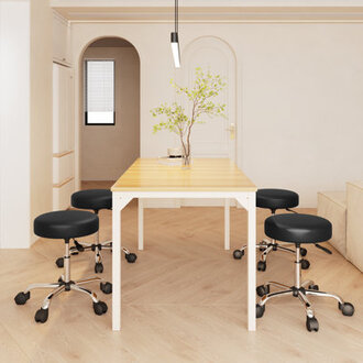 Mercato PU Leather Upholstered Height-Adjustable Rolling Stool