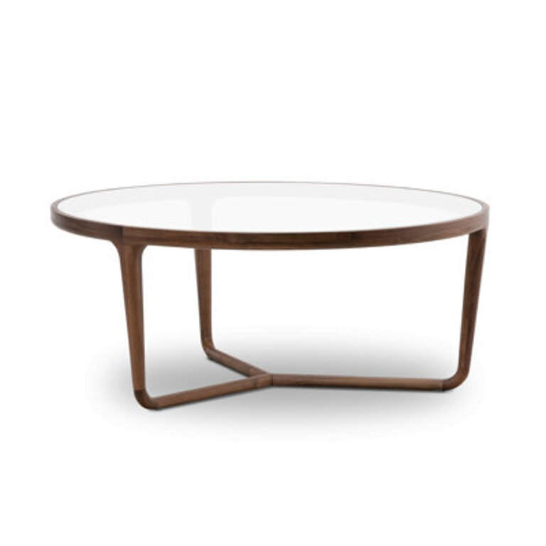 Ciro Solid Wood Glass-Top Round Coffee Table